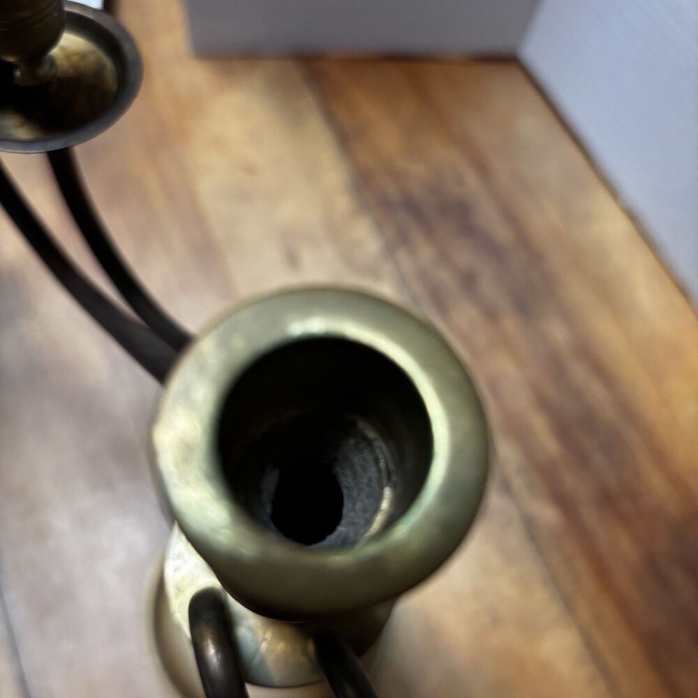Vintage 14" Heavy Solid Brass 5-Light Candelabra 4 Rotating Swivel Arm Colonial - Picture 7 of 15